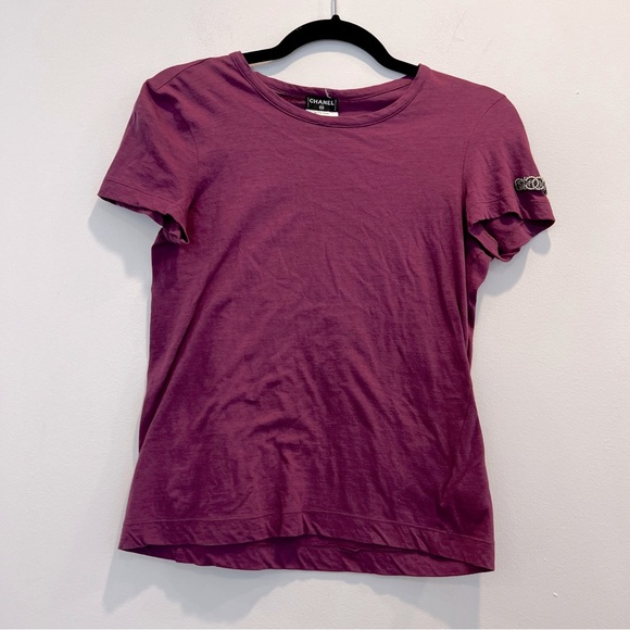 CHANEL | Tops | Chanel Tee With Cc Embellished Logo | Poshmark